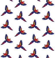 Vector seamless pattern of hand drawn macaw parrot