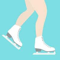 Vector flat cartoon girl legs in white ice skates