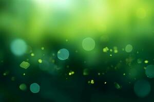 Bokeh effect on a serene green background, creating a tranquil scene AI Generated photo