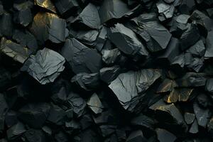 Mineral richness Dark, coal black background in a geological texture motif AI Generated photo