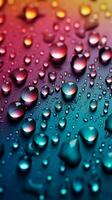 Vivid gradient mixed colors meet small raindrops, crafting a striking background Vertical Mobile Wallpaper AI Generated photo