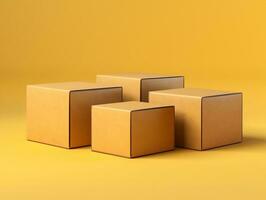 Cartons box mockup with isolated background AI Generative photo