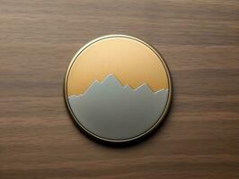 Top view pin badge mockup with isolated background AI Generative photo