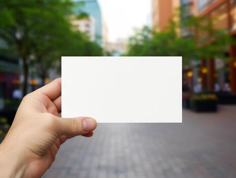 Mockup of hand and business card with isolated background AI Generative photo