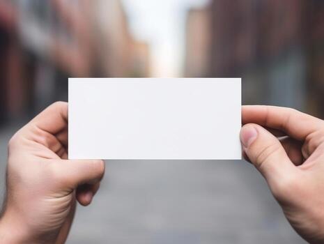 Mockup of hand and business card with isolated background AI Generative photo