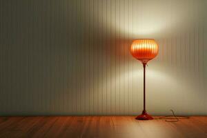 3D rendered lamp illuminates an empty room, casting inviting shadows AI Generated photo