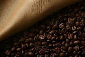 Raw bean perspective Top view of coffee beans with sackcloth AI Generated photo