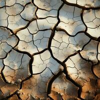 Natures alarm Cracked, dried soil in desert speaks of climate changes severity For Social Media Post Size AI Generated photo