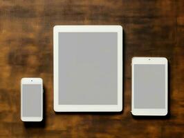 Digital devices screen mockup with isolated background AI Generative photo