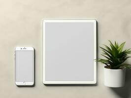 Digital devices screen mockup with isolated background AI Generative photo