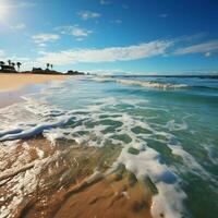 Coastal serenity Composition captures clear wave on beach, tranquil sea water For Social Media Post Size AI Generated photo