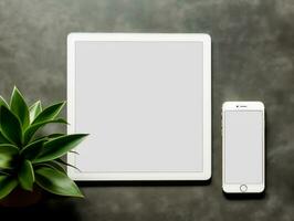 Digital devices screen mockup with isolated background AI Generative photo