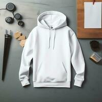 White hoodie mockup with isolated background AI Generative photo