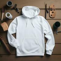 White hoodie mockup with isolated background AI Generative photo