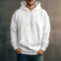 White hoodie mockup with isolated background AI Generative photo