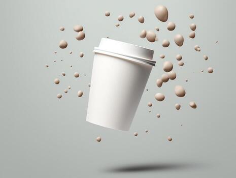 Levitating paper cup mockup AI Generative photo
