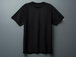 Black t-shirt mockup with isolated background AI Generative photo