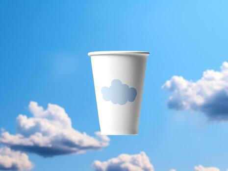 Levitating paper cup mockup AI Generative photo
