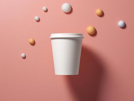 Levitating paper cup mockup AI Generative photo
