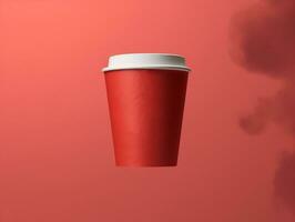 Levitating paper cup mockup AI Generative photo