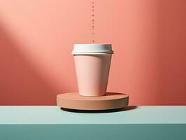 Levitating paper cup mockup AI Generative photo