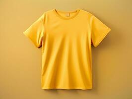 Yellow color female t-shirt mockup AI Generative photo