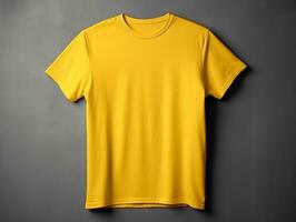 Yellow color male t-shirt mockup AI Generative photo