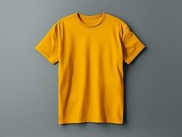 Yellow color male t-shirt mockup AI Generative photo