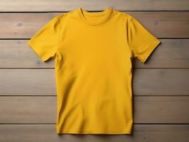 Yellow color male t-shirt mockup AI Generative photo