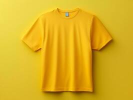 Yellow color male t-shirt mockup AI Generative photo