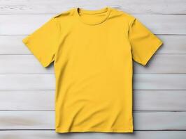 Yellow color male t-shirt mockup AI Generative photo