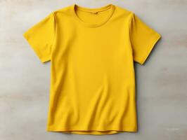 Yellow color female t-shirt mockup AI Generative photo