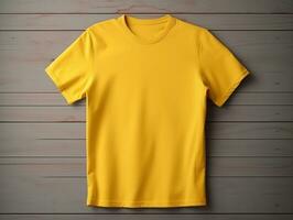 Yellow color male t-shirt mockup AI Generative photo