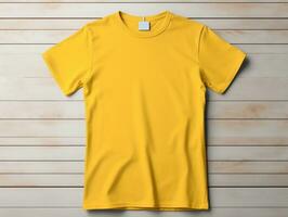 Yellow color female t-shirt mockup AI Generative photo