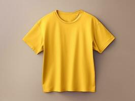 Yellow color female t-shirt mockup AI Generative photo