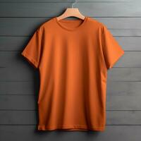 Orange color male t-shirt mockup AI Generative photo