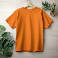 naranja color masculino camiseta Bosquejo ai generativo foto