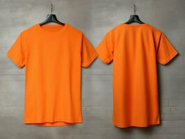 Orange color male t-shirt mockup AI Generative photo