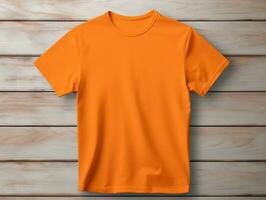 Orange color male t-shirt mockup AI Generative photo