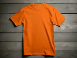 Orange color male t-shirt mockup AI Generative photo