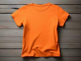 Orange color female t-shirt mockup AI Generative photo