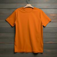 Orange color male t-shirt mockup AI Generative photo