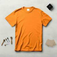 Orange color male t-shirt mockup AI Generative photo