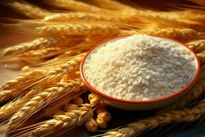 An up close illustration highlighting wheat grain and finely ground flour AI Generated photo