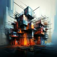 architecture, A mesmerizing abstract artwork with vibrant colors and intricate patterns For Social Media Post Size AI Generated photo