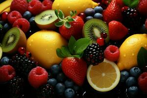 Colorful medley of fruits, a vibrant and nutritious feast AI Generated photo