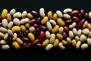 Natural hues of beans stand out on a bright, minimalist backdrop AI Generated photo