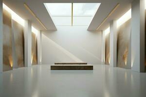 Innovation meets minimalism in this 3D rendering of gallery space AI Generated photo