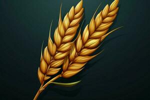 Cartoon wheat ear icon, presented in a straightforward and whimsical style AI Generated photo