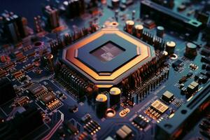 Futuristic motherboard, a sci fi core for advanced technology and innovation AI Generated photo